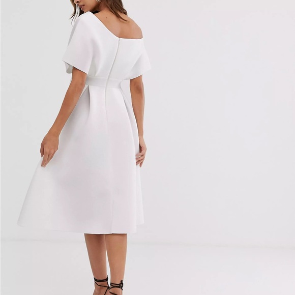 VGUC ASOS DESIGN fallen shoulder midi prom dress with tie detail US 4 - Picture 3 of 4